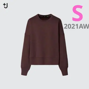 유니클로 [ UNIQLO ] +J 드라이 크롭 스웨트 셔츠 와인 S