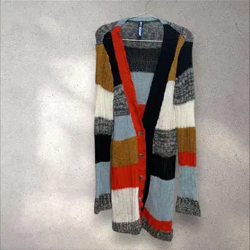 멀티 컬러 니트 롱 가디건 여성용 남성용