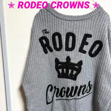 [ 새상품급 ] 로데오 크라운 오버 사이즈 빅 로고 리브 스웨터 그레이