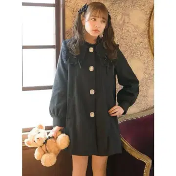 ROJITA 코트 레이스업 칼라 A라인 코트 양산형 지뢰