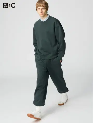 맨투맨 와이드 팬츠 (다크 그린)