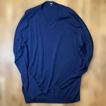 UNIQLO 블루 V넥 니트 스웨터 XXL