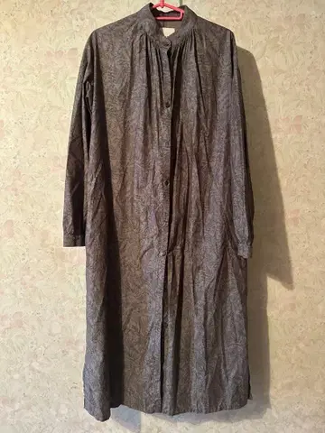 Honnete 리버티 꽃무늬 긴팔 롱 셔츠 원피스