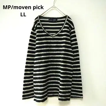MP/moven pick 샤기 니트 보더 화이트 블랙 LL 남녀 공용