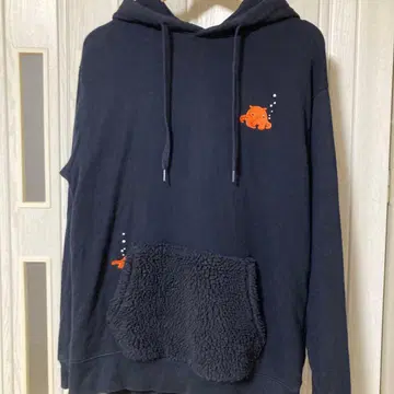 그라니프 네이비 후드 부착 후드티 보아 포켓