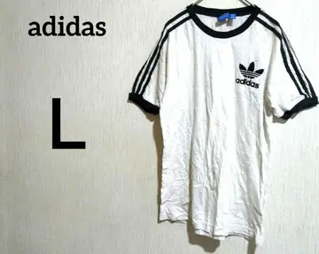 adidas 아디다스 스트라이프 소매 T셔츠 [ L ] 화이트/블랙