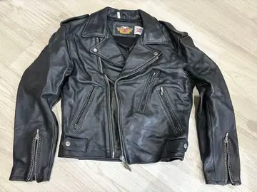 Harley-Davidson 블랙 가죽 더블 라이더 자켓