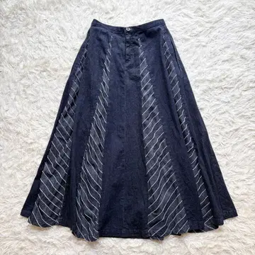 graphzero 그래프제로 데님 플레어 스커트 스트라이프 A라인 L