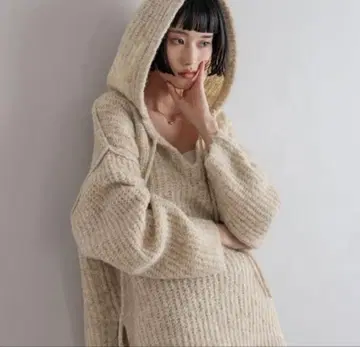 멜란지 후드 니트 풀오버 로리즈팜 미사용 새상품 이번 시즌 신상