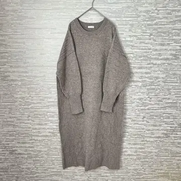 아프레 주르 미뇽 리브 절개 니트 원피스 그레이 S 롱