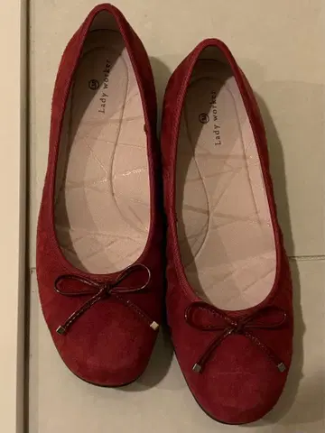 Lady worker 리본 포함 플랫슈즈 레드