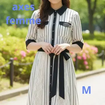 axes femme 엑시즈팜 스트라이프 x 레이스 절개 원피스 M