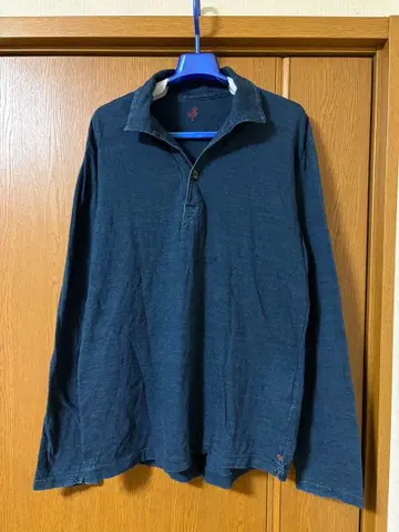 45rpm 인디고 네이비 코튼 100% 긴팔 셔츠 피케 셔츠