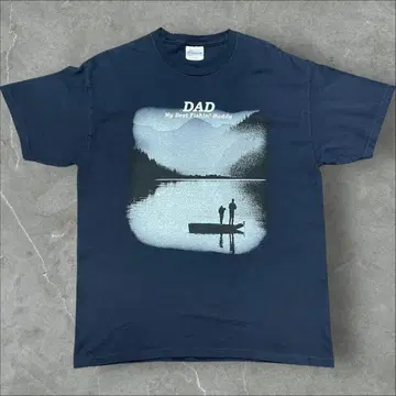 00s 아트 메시지 낚시 굿 레귤러 다크 네이비 티셔츠