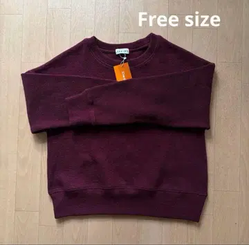 니트 리브 상의 긴팔 미사용 새상품 와인 레드 보르도 택 포함