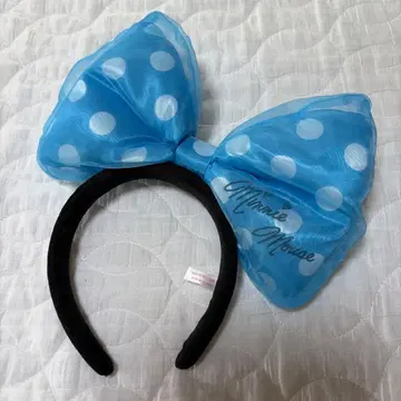 미니 마우스 도트 리본 머리띠 스카이블루