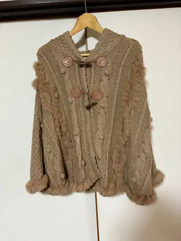 판초 후드 부착 케이프 코트 베이지