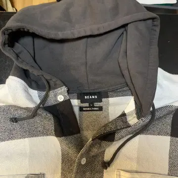 BEAMS L 사이즈 후드 부착 플란넬 셔츠