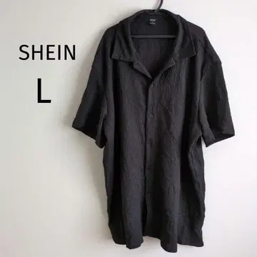 SHEIN [ L ] 블랙 반팔 셔츠 남성용 심플 멋짐