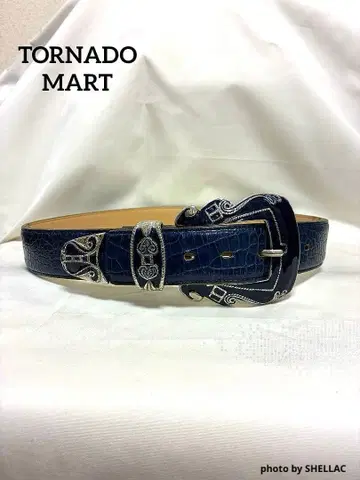 TORNADO MART 악어 무늬 데코레이션 버클 천연 가죽 벨트