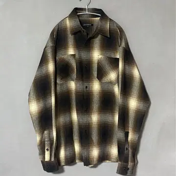 옴브레 체크 셔츠 섀도우 체크 브라운 체크 플란넬 셔츠 긴팔