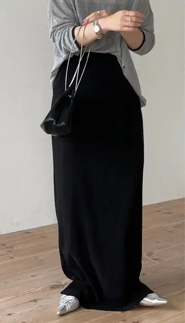 wee9s 셀프 컷 가능한 슈퍼 스트레치 플리츠 스커트 블랙