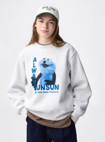 GU 헤비 웨이트 맨투맨 퍼펫 스 라이트 그레이 XL