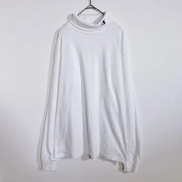 챔피온 롱 슬리브 T 하이넥 화이트 부드러운 L
