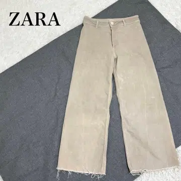 자라 와이드 팬츠 컷오프 프린지 밑단 스트레치