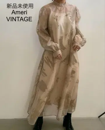 미사용 AMERI RUBBER PAINT ART SHEER DRESS