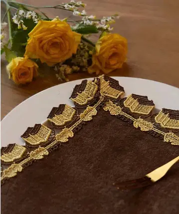 [ 새상품/한정품 ] 긴자와 레이스 타월 손수건 후쿠사야 카스테라 브라운