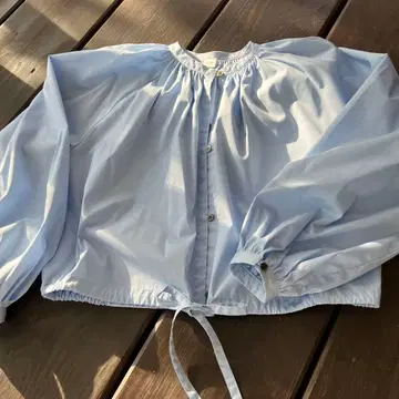 ELIN 라이트 블루 볼륨 슬리브 셔츠 36