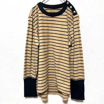 [ L ] 제조사 불명 여성용 밀라노 리브 보더 풀오버 긴팔 멋짐