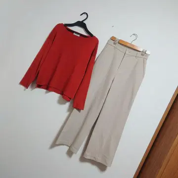 묶음 판매*코디 판매*가을 겨울 코디*오렌지 니트*팬츠*M 사이즈*깔끔한