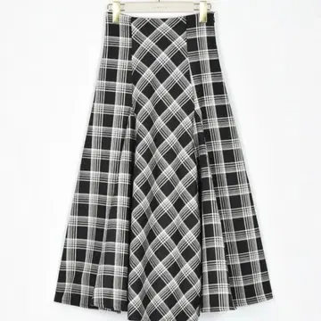 AnMILLE 체크 롱 SK 블랙