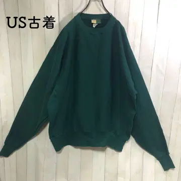US 구제 의류 맨투맨 트레이닝복 무지 그린 빈티지 가제트 사이드 리브
