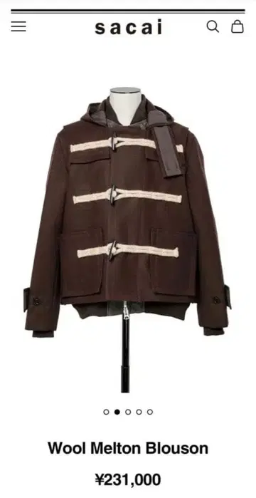 sacai 25AW 멜톤 더플 숏코트 사이즈 1