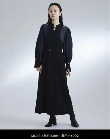 UNITED TOKYO 세실리 자카드 원피스 블랙 네이비