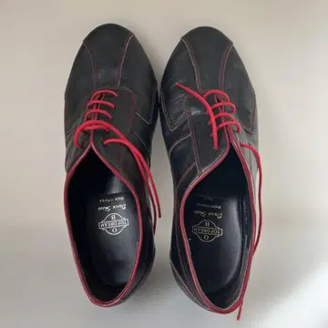 블랙 가죽 댄스 신발 레드 레이스