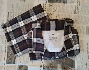 무인양품 겨드랑이에 솔기가 없는 플란넬 파자마 XXL 스모키 브라운 체크