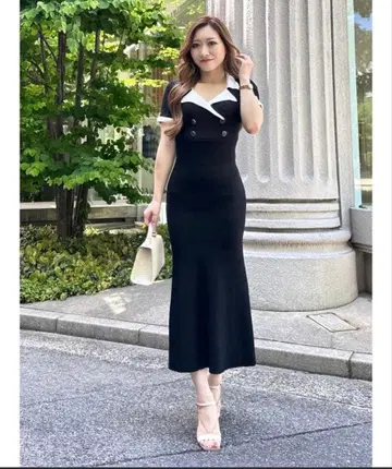 LIPSERVICE 바이컬러 클래시컬 머메이드 원피스