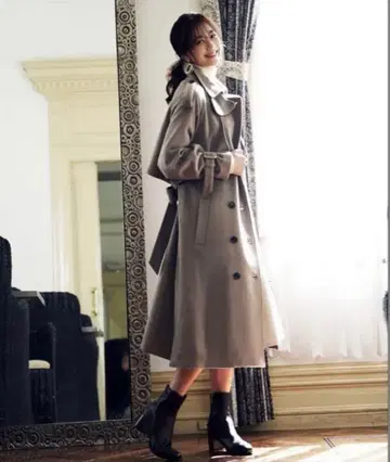 베이지 트렌치코트 롱 기장