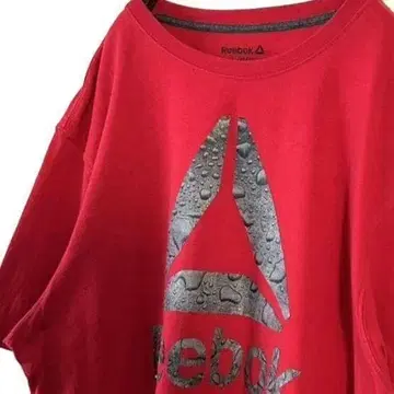 리복 Reebok 로고 T셔츠 L 레드 빨간색 구제 의류