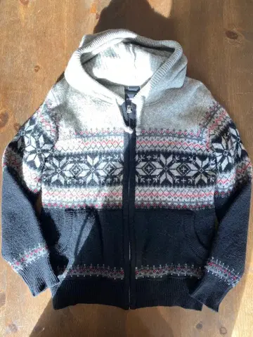 neighborhood 여성용 페어아일 패턴 풀 집업 후드티