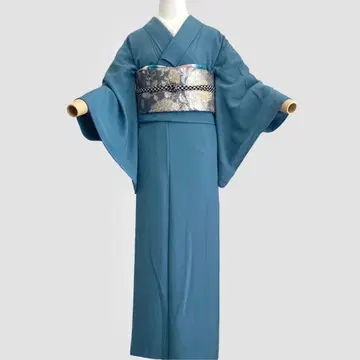 블루 그레이 시쓰케 이토츠키 이로무지 기모노 몬나시 NO56