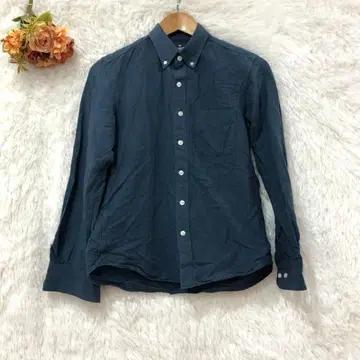 무인양품 버튼 다운 레귤러 셔츠 [XS] 코튼 긴팔 블루
