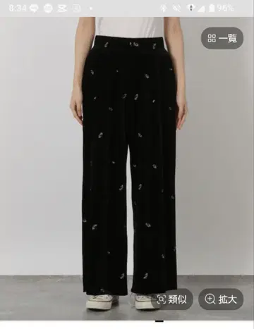 라콜레 이번 시즌 새상품 자수 블랙 와이드 팬츠