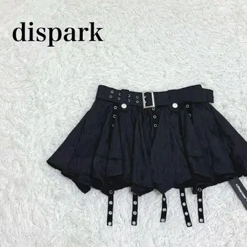 디스파크 벨트 포함 프릴 아이렛 스커트 스트랩 메탈 버튼