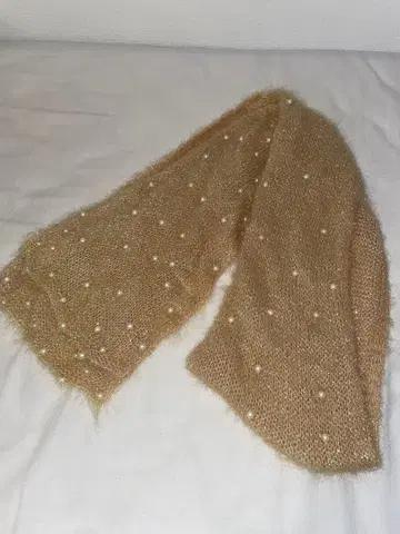 [레어] tsumori chisato 펄 장식 골드 머플러