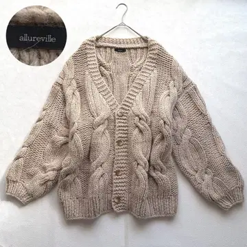 allureville 23AW 케이블 가디건 베이지 알파카 혼방